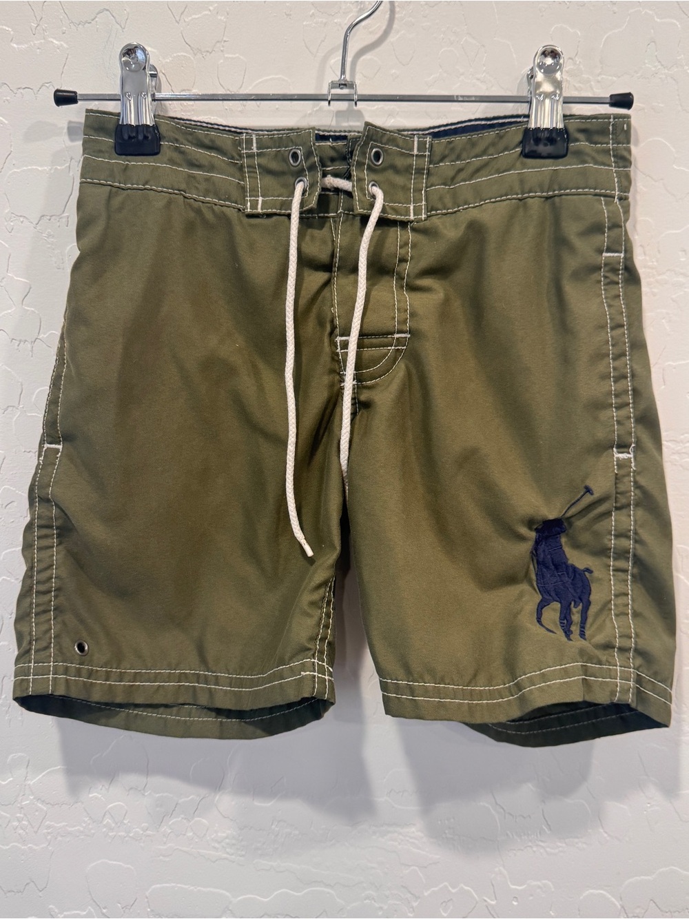 Polo by Ralph Lauren Olive Green Swim Trunks with Navy Polo Logo Boys 4T